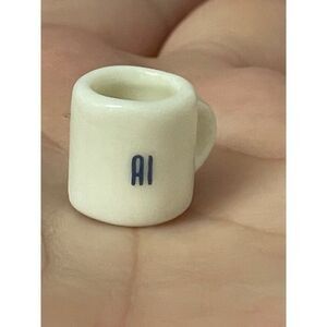 Vintage Miniature White Ceramic Coffee Mug With name Al Spell Out Dollhouse